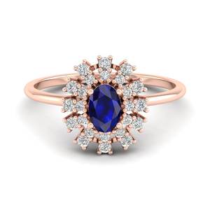 Anillos de Compromiso de Oro Sólido de 14K con Zafiro Azul y Moissanita para Mujer, Joyería Fina, Precio de Fábrica REYES - Product Image 1