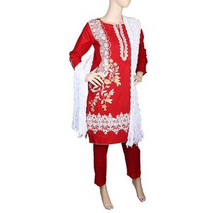 Traje de 3 piezas bordado para mujer - Rojo - Product Image 1
