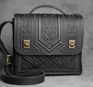 Sac fourre-tout de luxe pour femmes en cuir de vache occidental haut de gamme chic grande capacité Floral & Solitaire Design prêt à stocker des sacs - Product Image 4