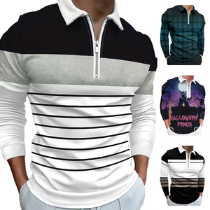 Suéter de punto para hombre con solapa y mezcla de lana, camisa POLO de estilo antiguo anti-pilling, delgada y lujosa - Product Image 1