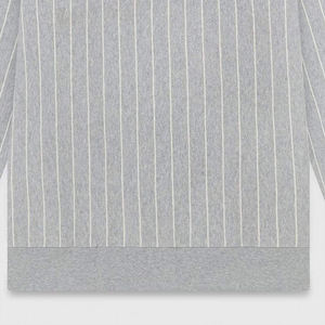 Unisex Grey Striped Cotton Blended Fleece Sweatshirt Custom Pullover Crewneck Streetwear Casual Warm Winter Knitted Jumper - Product Image 6