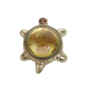 Latón Maha Vastu Purush Yantra Ashtadhatu Navgrah Pirámide Chowki con pirámides extraíbles Metal Religioso Regalo Plateado Impresión - Product Image 1