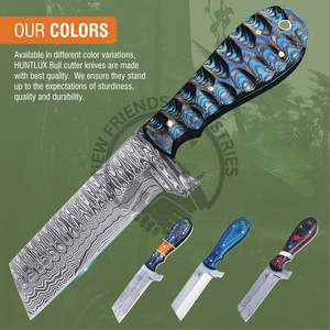 Cuchillo de acero de Damasco para niño vaca DIY, mango de madera Tang completo, cortador de toro plano, cuchillo desollado para caza al aire libre, senderismo, ODM personalizado - Product Image 3