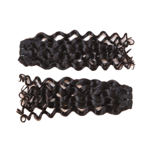 Máquina de cabello indio crudo de onda suelta profunda Natural de alta calidad, trama de máquina Remy, extensión de cabello humano de trama de máquina dibujada única - Product Image 1