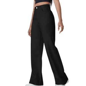 Jeans en denim pour femmes, coupe droite, respirant, décontracté, taille haute, coton et polyester, toutes tailles et couleurs disponibles - Product Image 3