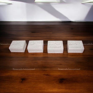 Stonecafts กล่องเครื่องประดับหินอ่อนสีขาวสวยงามระดับนานาชาติ BOX01โมเดลดอกไม้แกะสลักสำหรับตกแต่งบ้าน - Product Image 1