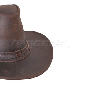 Sombreros de Vaquero de Cuero Marrón, Estilo Vintage, Sombreros de Cuero Genuino, Logotipo Personalizado, Sombreros Vaqueros Occidentales a la Moda - Product Image 4