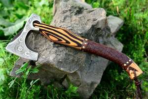 Custom Handmade High Carbon Steel Viking Hatchet with Leather Sheath for Camping Daily Outdoor Use <b>Survival</b> Industrial Grade - Product Image 3