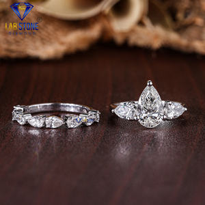 2.78 TDW Pear Cut <b>Diamond</b> White Gold Ring by Lab-Stone / the Epitome of Luxury / EF-VS Color - Product Image 2