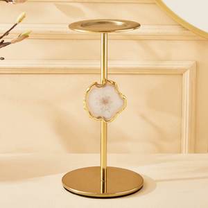 Elegant Gold Silver Wood Base Desk Accent Christmas Candle Stand Gold Silver Crystal Candle Holders Lanterns Candle Jars - Product Image 1