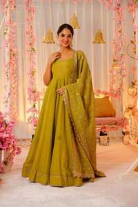 ชุดเดรส anarkali สีเขียว salwar kameez anarkali ชุดเดรสชุดเดรสชุดอินเดียสำหรับผู้หญิง - Product Image 3