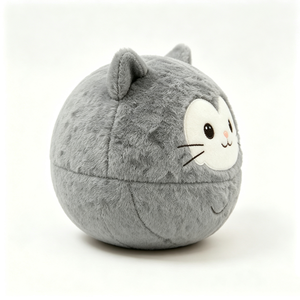 Custom Grey <b>cat</b> <b>plush</b>, Cute kitty stuffed animal, Round squishy <b>plush</b> toy, <b>Cat</b> <b>plush</b> pillow - Product Image 4