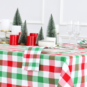 Nappe moderne 60*120 pouces Buffalo Plaid tissu à carreaux résistant aux taches d'eau lavable rouge vert pour pique-nique en plein air - Product Image 3