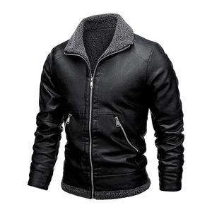 Fabricant de vestes élégantes à col en fourrure pour hommes Nouvelle veste en cuir PU pour hommes Veste homme en gros de conception personnalisée - Product Image 4