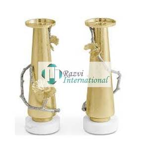 Portavelas de cristal con diseño de diamante dorado Nuevos candelabros de diseño antiguo Portavelas de estilo de boda de diseñador de lujo - Product Image 3