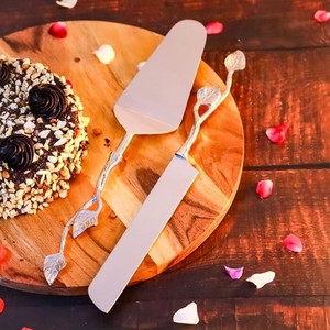 High Quality Silver Metal <b>Cake</b> <b>Server</b> & Knife Set for Dessert for Wedding Hotels Parties Restaurants for Food Commercial Use - Product Image 1