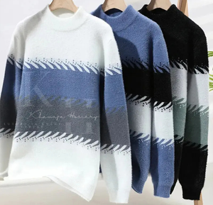 เสื้อสเวตเตอร์แบบสวมหัวของผู้ชายเสื้อสเวตเตอร์แบบถักเข้ารูประบายอากาศได้ดีมีเอกลักษณ์ใหม่2025 - Product Image 1