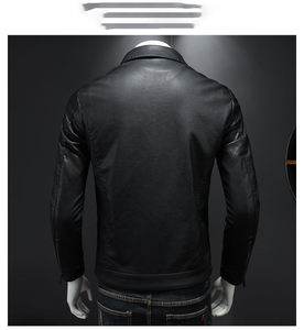 Chaquetas de talla grande con cremallera para motocicleta Chaqueta de cuero Pu para hombre delgada - Product Image 5