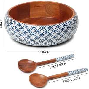 Tazón de madera de diseño moderno, utensilios de cocina multiusos, tazón de comida para ensaladas y frutas, tazón para servir - Product Image 2