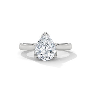 แหวนแต่งงานประดับเพชรรูปลูกแพร์สีขาวชุบทอง18K ทำจากทองขาวหรูหราออกแบบได้ตามต้องการใช้ในห้องปฏิบัติการ - Product Image 5