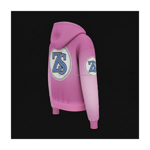 Premium 370 GSM Heavy Fleece Zipper Hoodie Rose Gradient Tissu Doux Logo Brodé Personnalisé Strass Design basics Hoodie - Product Image 4