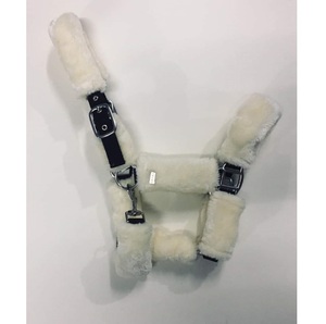 Venta caliente suave blanco Nylon caballo Halter con visón acolchado correas cabeza Collar colores surtidos fabricantes indios al por mayor - Product Image 6