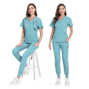 Venta al por mayor médico Spandex Hospital uniformes conjuntos trajes elásticos transpirables mujeres conjuntos Jogger enfermería uniformes - Product Image 4