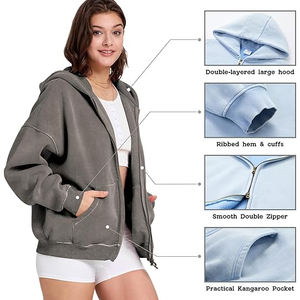 เสื้อฮู้ดมีซิปสำหรับผู้ชายเสื้อฮู้ดผ้าซักกรดเสื้อสเวตเชิ้ตมีฮู้ดโอเวอร์ไซส์ออกแบบได้ตามที่ต้องการ - Product Image 3