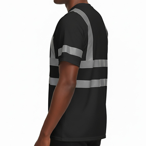 Camiseta de Cuello Redondo Ligera para Construcción y Trabajo, con Rayas Reflectantes de Color Sólido, 100% Poliéster, Hecha a Medida al por Mayor - Product Image 3