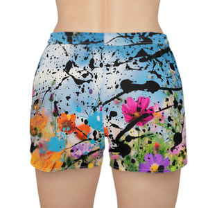Short de fitness taille haute décontracté et confortable pour femmes, conception d'impression par sublimation avec fonction respirante et volants - Product Image 6