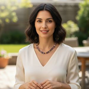 Collier en argent sterling plaqué or avec des pépites de fluorite facettées de forme fantaisie, classique, réglable, fait à la main, cadeau unisexe - Product Image 6