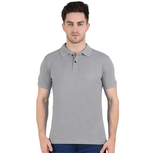 100% algodón azul cielo liso hombres algodón cuello Camiseta estilo casual con diseño en blanco de la India - Product Image 4