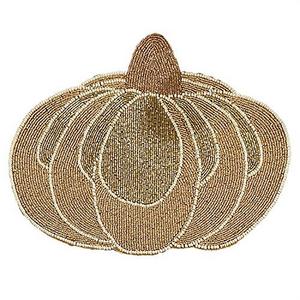 El mejor Mantel Individual de mesa con cuentas 13x13, Mantel Individual con cuentas bordado redondo, Mantel Individual con tema exclusivo de calabaza de clase real única - Product Image 1