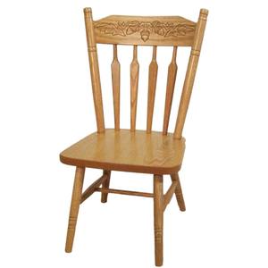 Silla de comedor de madera maciza de estilo Colonial tradicional con diseño de respaldo tallado de bellota silla lateral de cocina de roble de granja precio barato - Product Image 1