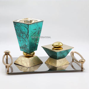 New Arrival <b>Floral</b> Pattern Mother of Pearl Inlay Tray Set With Bakhoor Burner and <b>Box</b> Holder Set Bakhoor Burner Set - Product Image 5