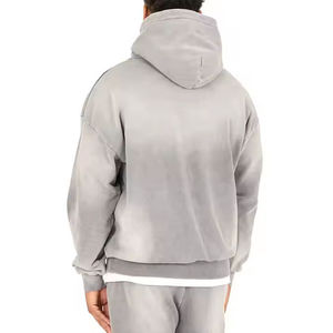 Usine directe hommes femmes lavage à l'acide Vintage polaire à capuche Polyester/coton mélange coupe régulière confortable doux imprimé hiver - Product Image 4