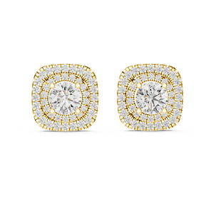 Rare Diamond 14K Yellow Gold Rhodium Plated Solid Gold 7MM Brilliant Cut Lab Grown Diamond Stud Earrings Unisex Wedding Jewelry - Product Image 1