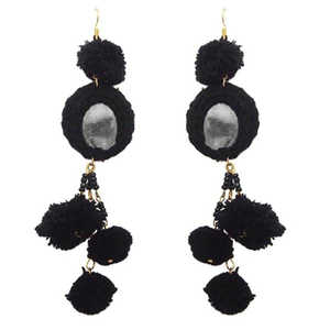 Tip Top Fashions Pendientes de espejo chapados en oro con hilo negro 1308306I Joyería de moda de gota - Product Image 1