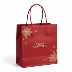 Bolsa de papel de Navidad reciclable ecológica con logotipo personalizado para envolver regalos, decoración de embalaje al por menor - Product Image 1