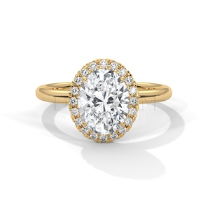 Haute qualité 925 argent Sterling Leb cultivé Solitaire diamant bague dernière arrivée brillant coupe Halo réglage bijoux - Product Image 1