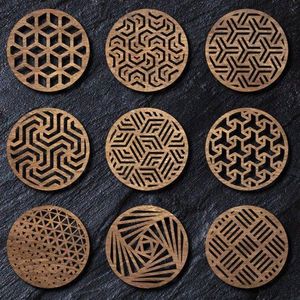Geometric Laser Cut Metal Coaster Set Intricate Modern Patterns for Home Office and <b>Bar</b> bulk wholesale - Product Image 1