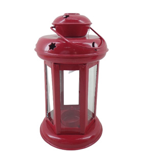 Nuevas linternas colgantes decorativas de Metal y vidrio, Juego de 2 cubiertas de polvo rojo Rubi de tamaño mediano para la decoración del hogar y la boda - Product Image 4