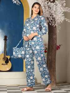 Costume de nuit aztèque en coton sur mesure pour femmes-Détail passepoil et sac fourre-tout écologique adapté aux clients de la boutique et aux revendeurs - Product Image 5