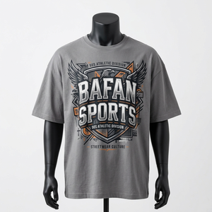 Camiseta de algodón de alta calidad, corte holgado, color gris, estilo urbano, diseño personalizado, 100% algodón, para hombre, corte holgado, estampada. - Product Image 5