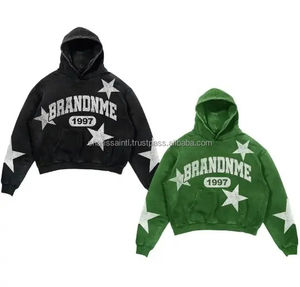 Chándal unisex de algodón acampanado con piedras, venta al por mayor, pantalones de chándal para correr, Conjunto de sudadera con capucha, lavado ácido desteñido al sol, chándal para hombre desgastado - Product Image 5