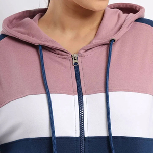 Ensemble de jogging personnalisé pour femmes en coton |   Ensemble de survêtement à capuche color block pour la gym et l'entraînement - Product Image 6