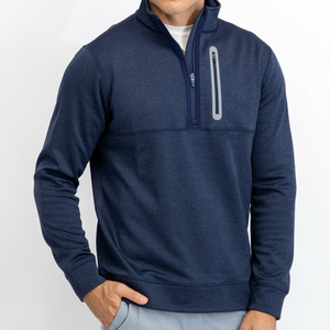 Pull à col montant de haute qualité avec logo brodé personnalisé, en molleton technique tricoté, pull à col montant 1/4 pour homme - Product Image 5