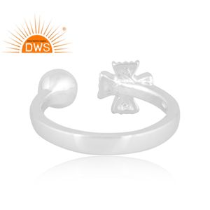 แหวนควอตซ์คริสตัลธรรมชาติเงินสเตอร์ลิงแหวนปรับได้ผู้ผลิตเครื่องประดับตามสั่ง - Product Image 4