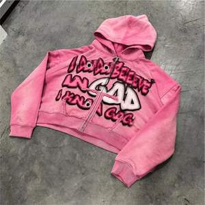 Sweat à capuche Streetwear personnalisé OEM en polaire avec poches dégradées et délavées à l'acide avec double fermeture à glissière et soleil vintage pour l'hiver - Product Image 1