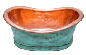 Fregadero de cobre sólido martillado hecho a mano de alta calidad, lavabo de baño en forma de bañera, Material de Metal - Product Image 5